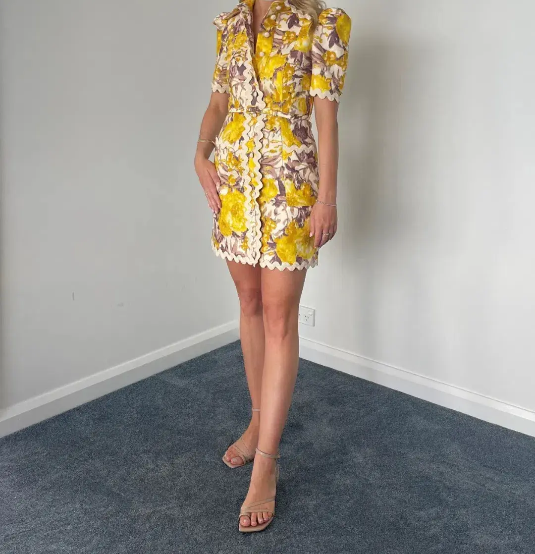 Zimmermann High Tide Ric Rac Mini Dress Floral Size 0 / Au 8 for rent on The Volte - main image