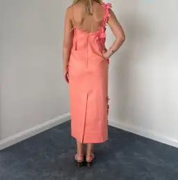 Zimmermann High Tide Lift Off Flower Midi Dress Guava Size 0 / Au 8 for rent on The Volte - image 3