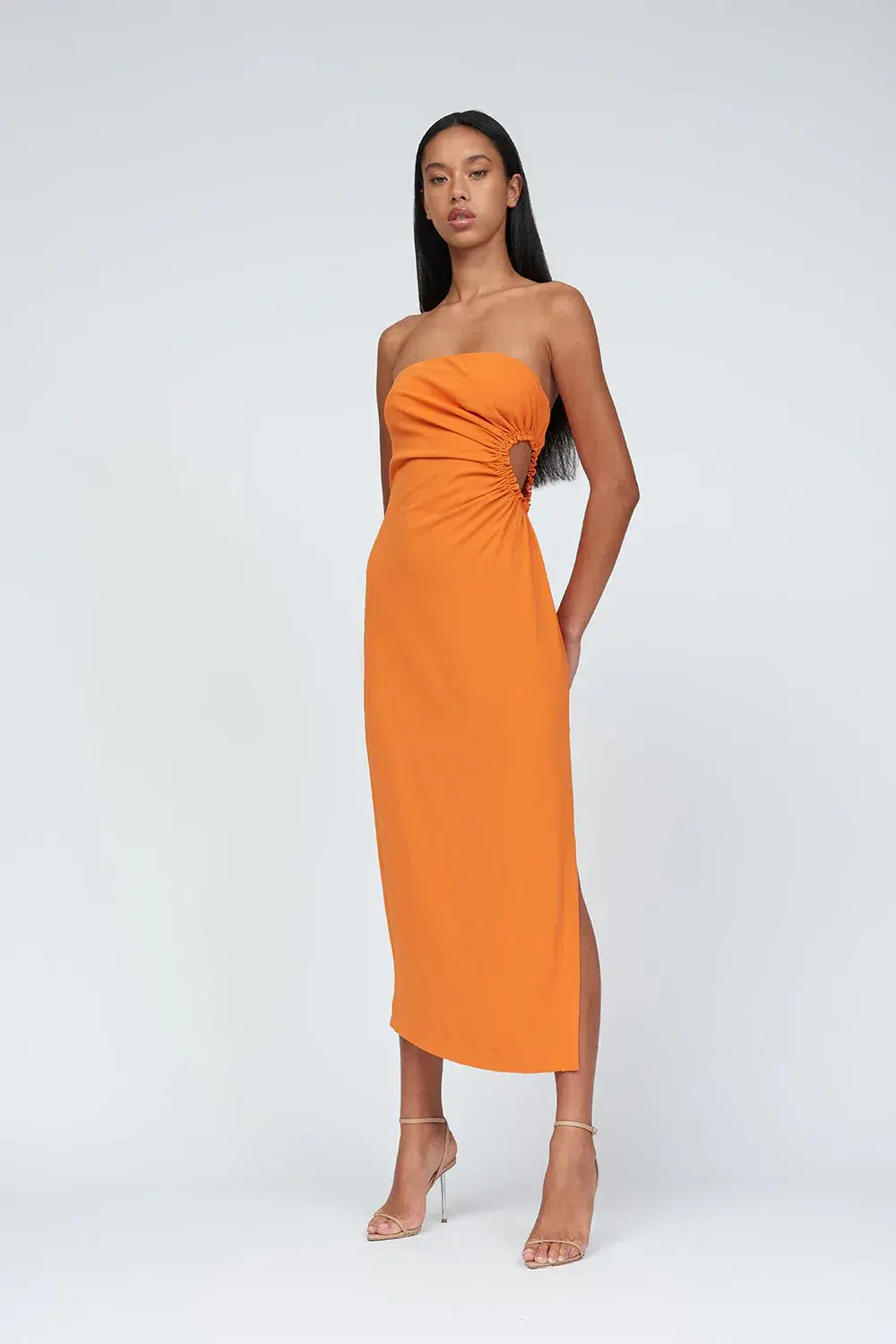 By Johnny Selena Strapless Dress Mandarin Orange Size AU 10 for rent on The Volte - main image