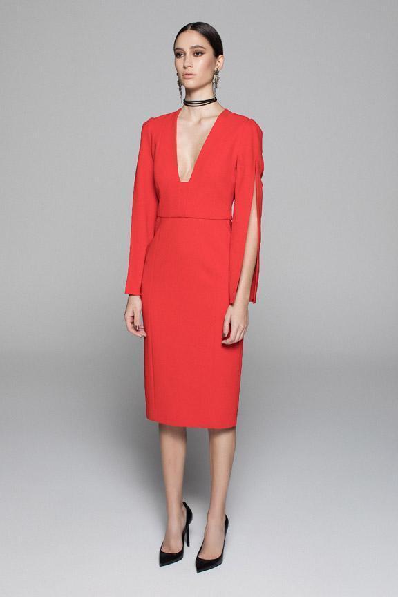 DEMKIW She Evolves Dress in Fire Red, Size 8 for rent on The Volte - main image