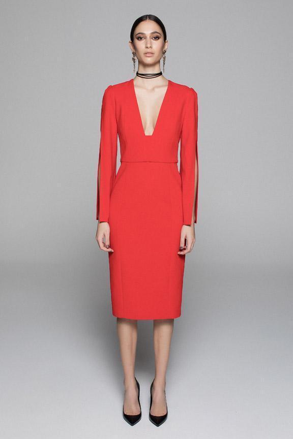 DEMKIW She Evolves Dress in Fire Red, Size 8 for rent on The Volte - main image