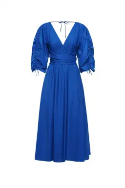 Scanlan Theodore Parachute Gather Sleeve Dress Blue Size 10 / M for rent on The Volte - image 3