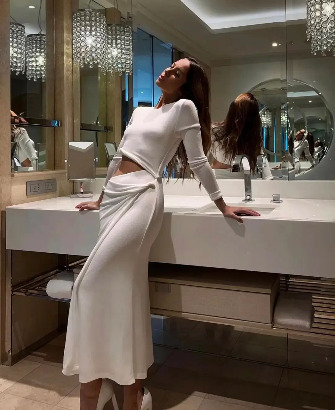 MISHA Arma Slinky Midi Dress White Size 6/XS for rent on The Volte - main image