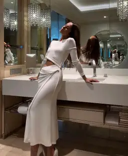 MISHA Arma Slinky Midi Dress White Size 6/XS for rent on The Volte - image 3