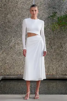 MISHA Arma Slinky Midi Dress White Size 6/XS for rent on The Volte - image 1