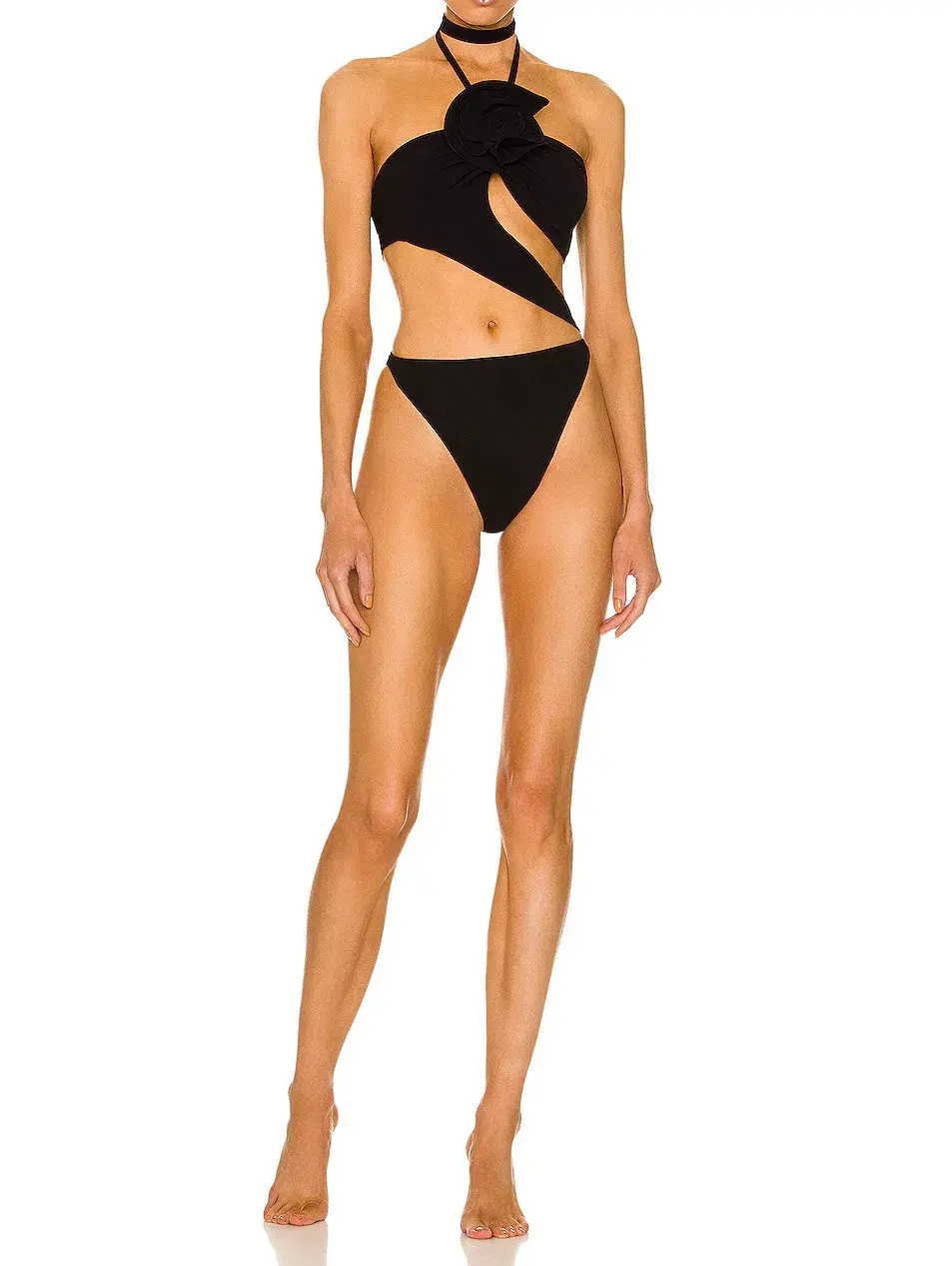 Magda Butrym Cut Out Embellished Halter Neck Swimsuit Black Size 36 / AU 8 for rent on The Volte - main image