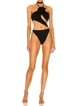 Magda Butrym Cut Out Embellished Halter Neck Swimsuit Black Size 36 / AU 8 for rent on The Volte - image 1