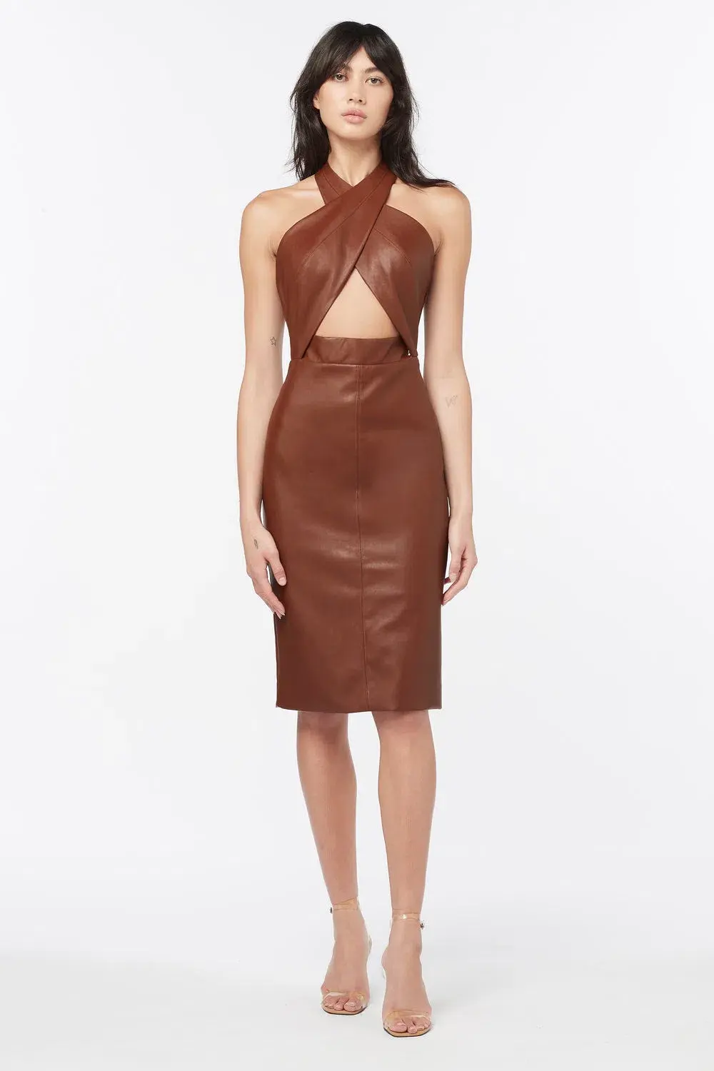 Manning Cartell Ginger Snaps Halter Midi Dress Dark Brown Size 6 / XS for rent on The Volte - main image
