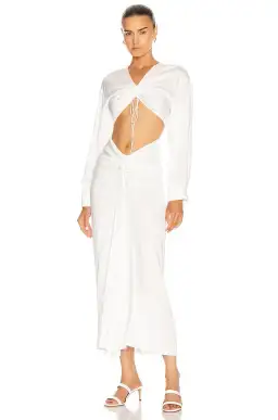 Christopher Esber Ruched Disconnect Dress White Size 6 for rent on The Volte - image 1