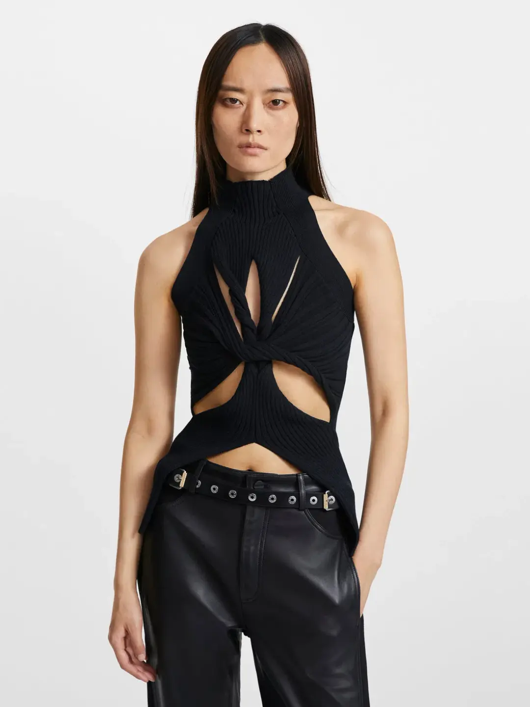 Dion Lee Muscular Twist Tank Top Black Size 6 for rent on The Volte - main image