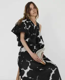 Aje Oxidised One Shoulder Gown Print Size 8 for rent on The Volte - image 4