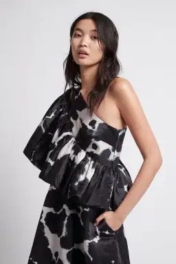 Aje Oxidised One Shoulder Gown Print Size 8 for rent on The Volte - image 2