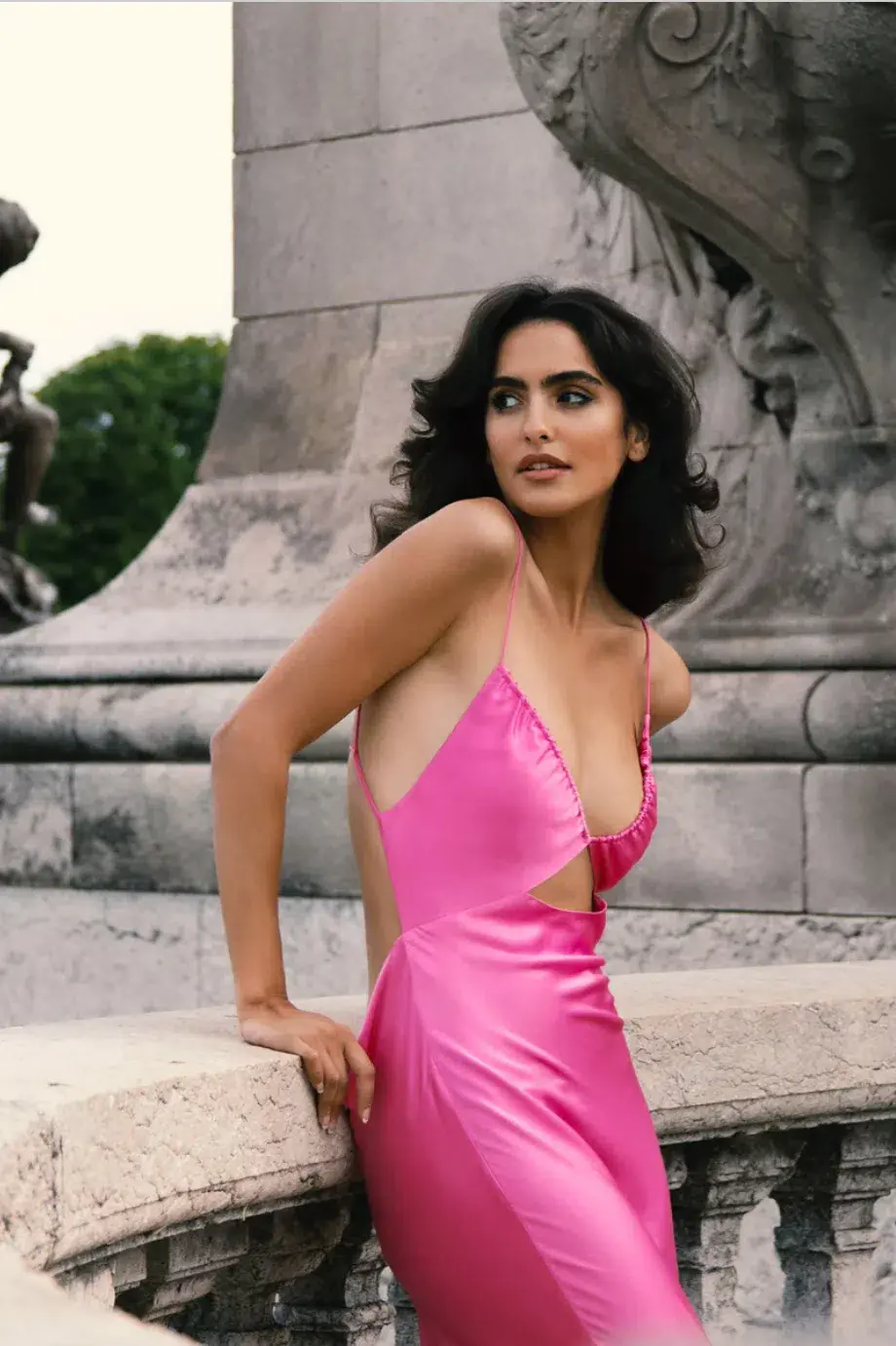 Meshki Sadie Satin Halter Ruched Slip Maxi Dress Pink Size 8 - Image 2