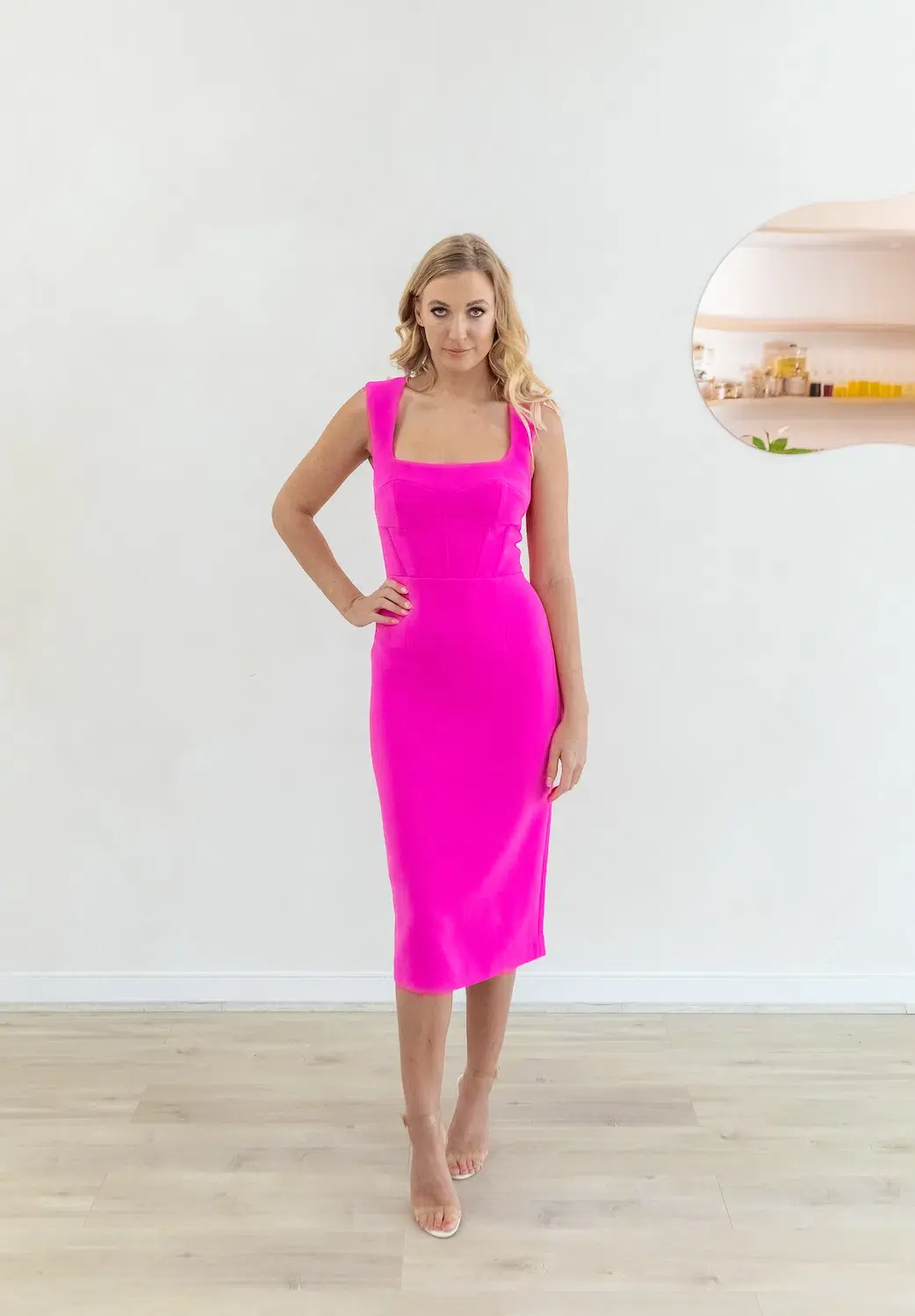 Rebecca Vallance Rosanna Midi Dress Pink Size 8 for rent on The Volte - main image
