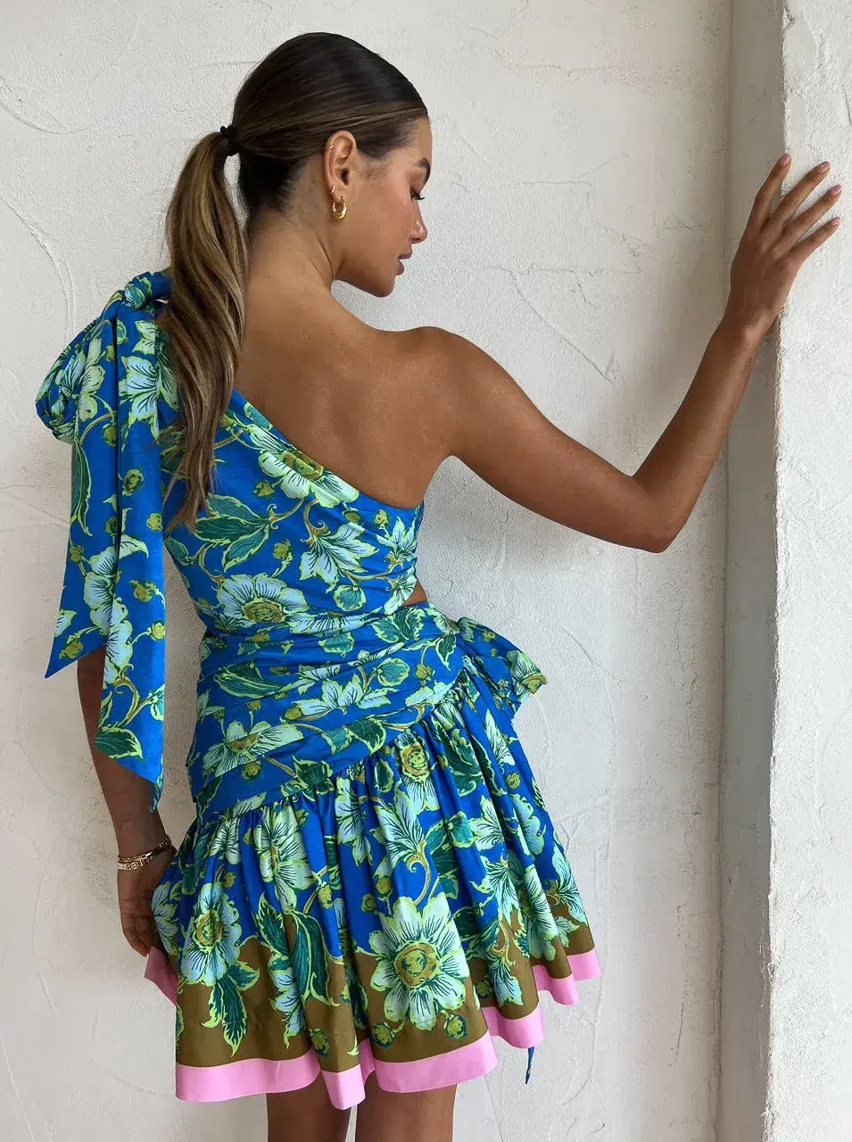 Alemais Winnie One Shoulder Mini Dress in Cobalt Size 8 for rent on The Volte - main image