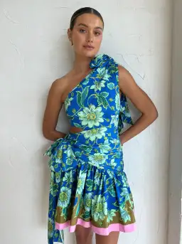 Alemais Winnie One Shoulder Mini Dress in Cobalt Size 8 for rent on The Volte - image 2