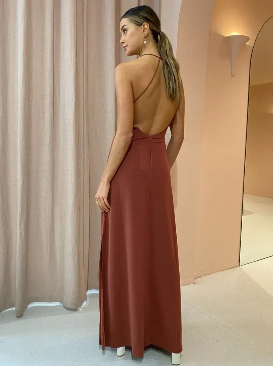 Sonya Moda Knitted Keyhole Gown In Spice Size 6 for rent on The Volte - main image