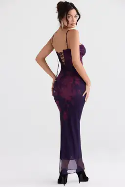 House of CB Aiza Mesh Maxi Dress Grape Floral Size 8 for rent on The Volte - image 2