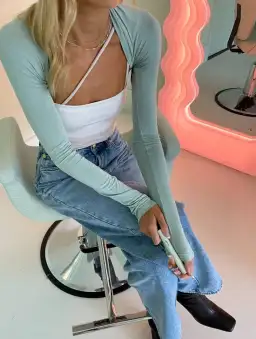 With Harper Lu Bamboo Bolero Sage Green Size 0/S for rent on The Volte - image 1