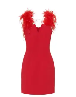 Rebecca Vallance Scarlett Feather Mini Dress Red Size 4