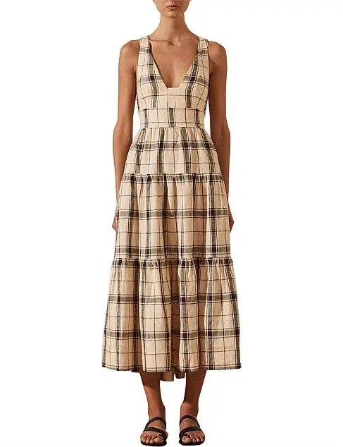 Shona Joy Indra Plunged Crossback Midi Dress Print Size 6 for rent on The Volte - main image