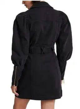 Aje Dione Denim Long Sleeve Mini Dress Black Size 12 for rent on The Volte - image 2