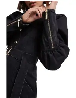 Aje Dione Denim Long Sleeve Mini Dress Black Size 12 for rent on The Volte - image 3