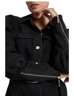 Aje Dione Denim Long Sleeve Mini Dress Black Size 12 for rent on The Volte - image 5