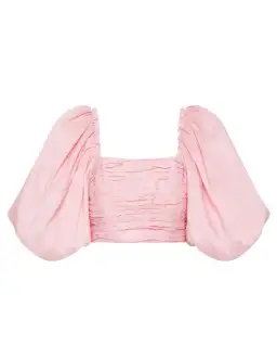 Aje Myriad Puff Sleeve Cropped Top & Tiered Mini Skirt Set Pink Size 4 for rent on The Volte - image 3