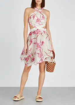 Zimmermann Corsage Halter Mini Dress Floral Size 6