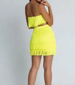 Meshki Sofia Fringe Set Yellow Size M/AU 10 for rent on The Volte - image 3