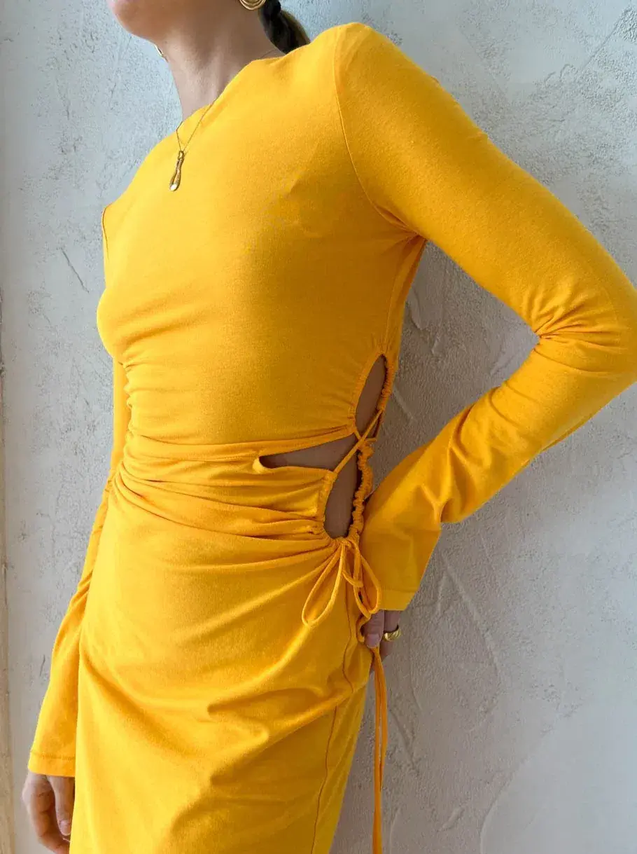 Camilla And Marc Alexandre Midi Dress Marigold Size 10 for rent on The Volte - main image