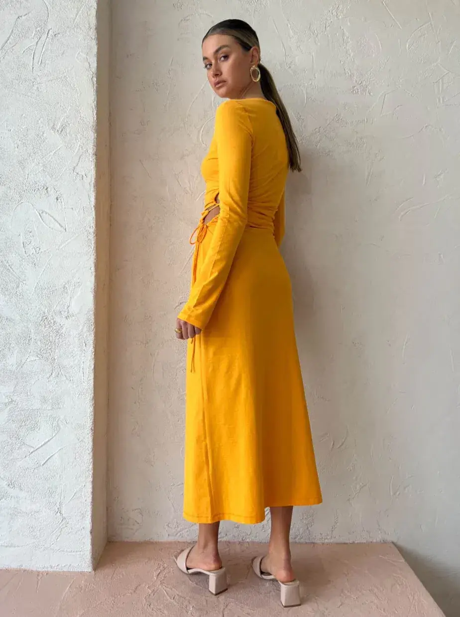 Camilla And Marc Alexandre Midi Dress Marigold Size 10 for rent on The Volte - main image