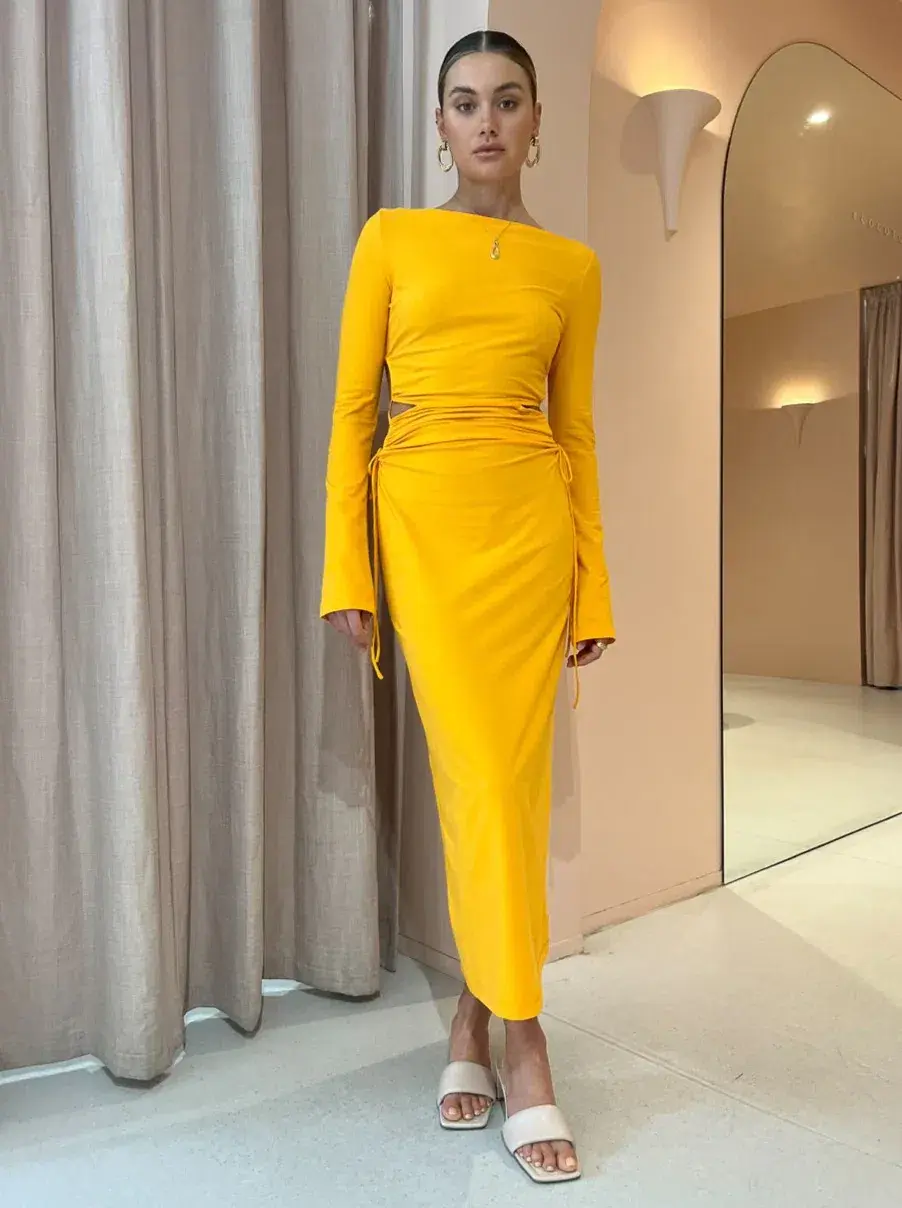 Camilla And Marc Alexandre Midi Dress Marigold Size 10 for rent on The Volte - main image