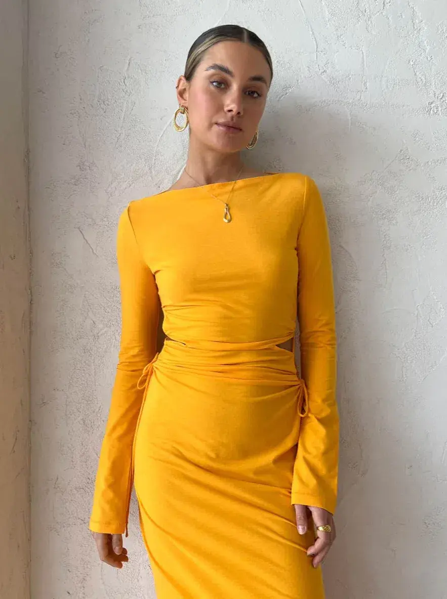 Camilla And Marc Alexandre Midi Dress Marigold Size 10 for rent on The Volte - main image