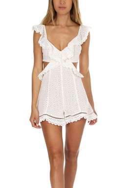 Zimmermann Jasper Honeycomb Playsuit Ivory Size 8 for rent on The Volte - image 2