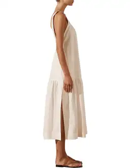 Shona Joy Cosmo Linen Low Back Midi Dress Cream Size 12 for rent on The Volte - image 3