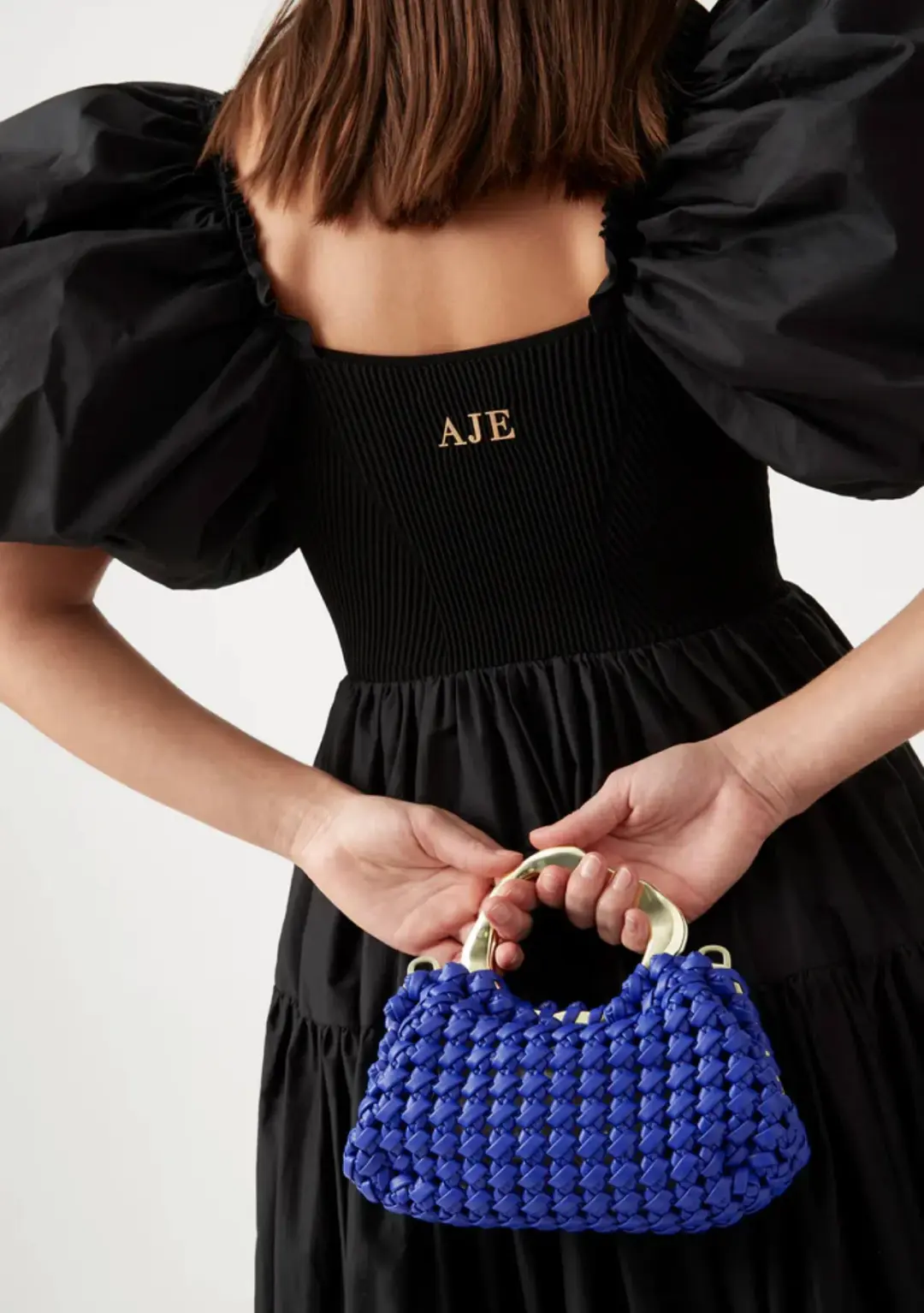 Aje Casa Puff Sleve Midi Dress Black Size 12 for rent on The Volte - main image