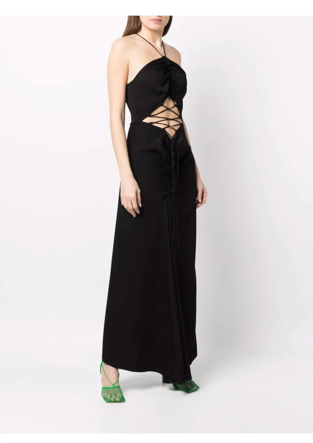 Christopher Esber Lattice Waist Tie Dress Black Size 12 for rent on The Volte - main image
