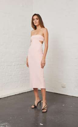 ELLE CUT OUT MIDI DRESS IN LIGHT BLUSH