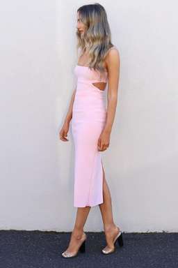 ELLE CUT OUT MIDI DRESS IN LIGHT BLUSH
