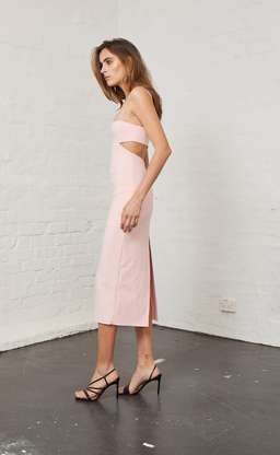 ELLE CUT OUT MIDI DRESS IN LIGHT BLUSH