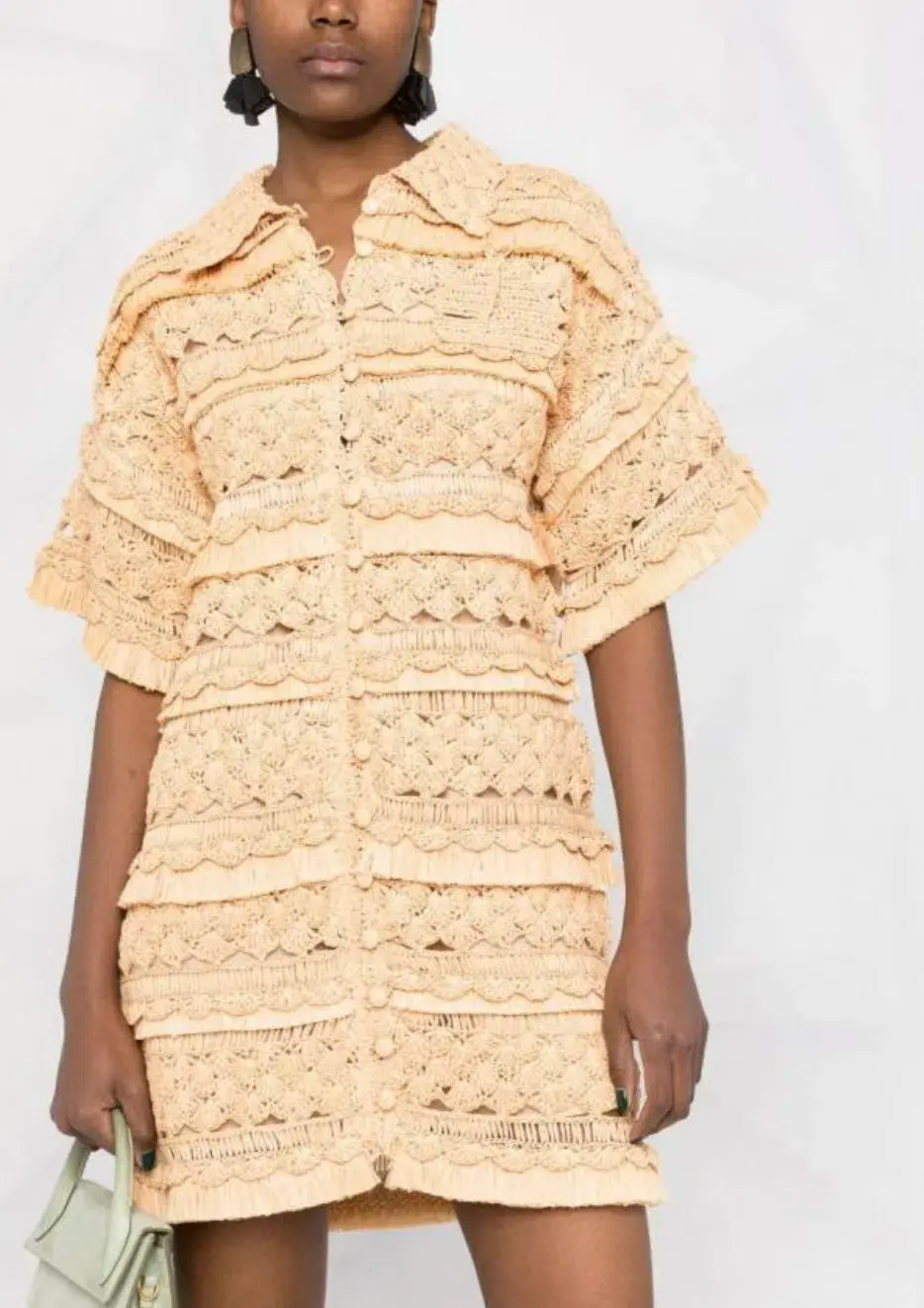 Zimmermann Postcard Straw Crochet Mini Dress Beige Size 0/AU 8 - Image 5