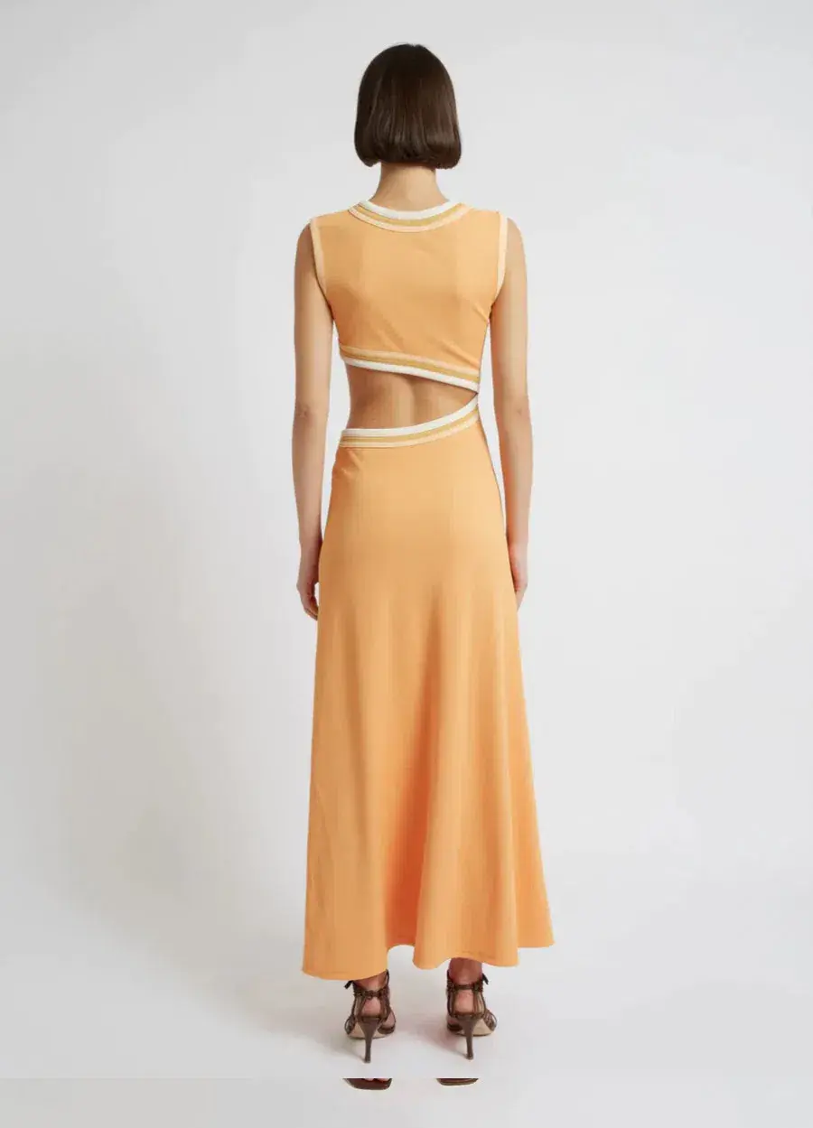 Christopher Esber Skewed Neck Multi Bind Dress Orange Size AU 8 for rent on The Volte - main image