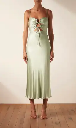 Shona Joy Felicity Lace Up Midi Dress Green Size AU 8