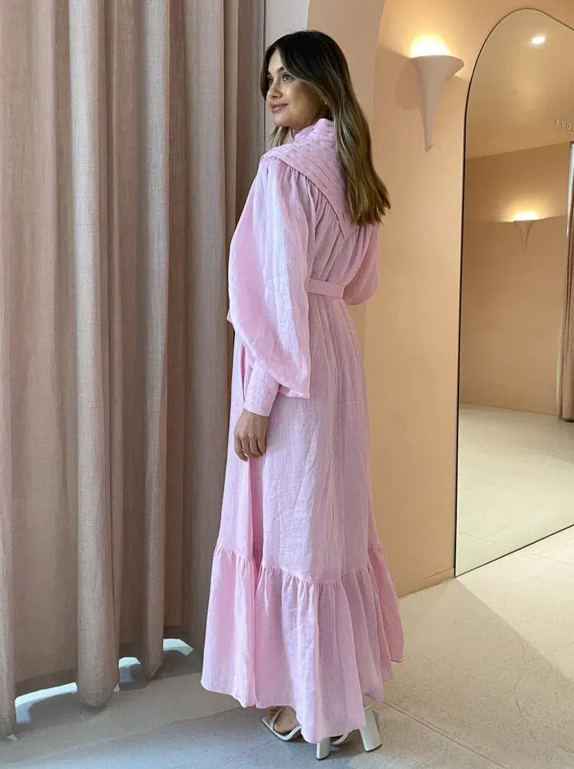 Alemais Halcyon Midi Dress In Candy Pink Size AU 8 for rent on The Volte - main image