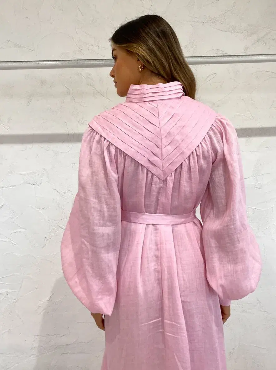 Alemais Halcyon Midi Dress In Candy Pink Size AU 8 for rent on The Volte - main image