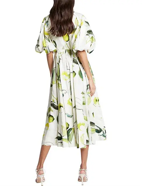 Aje Zest Midi Dress Tropical Lime Size AU 8 for rent on The Volte - main image