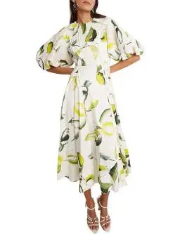 Aje Zest Midi Dress Tropical Lime Size AU 8 for rent on The Volte - image 1