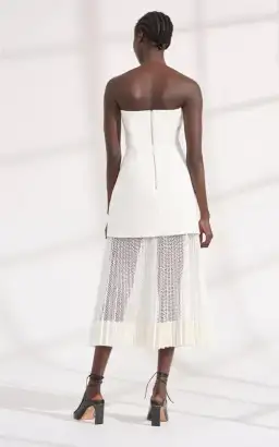 Dion Lee White Strapless Pleated Mesh Midi Length Dress White Size AU 10 for rent on The Volte - image 1